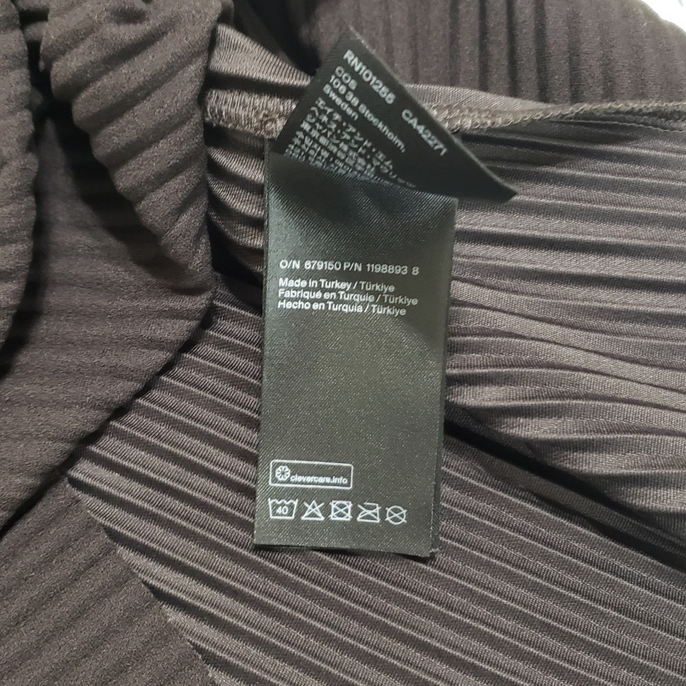 COS Womens Pleated Batwing Long Sleeve Oversized Boxy Top Dark Brown Small - Picture 8 of 12